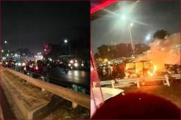 Boda Boda riders torched a breakdown after an accident on Thika Road.
